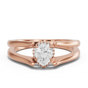 Image for Pear Dual Halo Ring with Split Ring Solitaire band