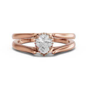 Image for Pear Dual Halo Ring with Split Ring Solitaire band in 18K Rose Gold