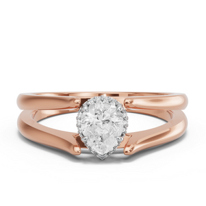 Image for Pear Dual Halo Ring with Split Ring Solitaire band