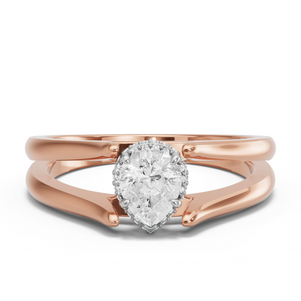 Image for Pear Dual Halo Ring with Split Ring Solitaire band
