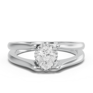 Image for Pear Dual Halo Ring with Split Ring Solitaire band