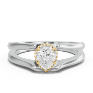 Image for Pear Dual Halo Ring with Split Ring Solitaire band