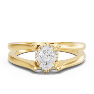 Image for Pear Dual Halo Ring with Split Ring Solitaire band