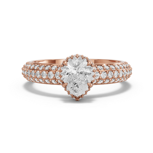 Image for Pear Dual Halo Ring with Triple Row Pave band in 14K Rose Gold