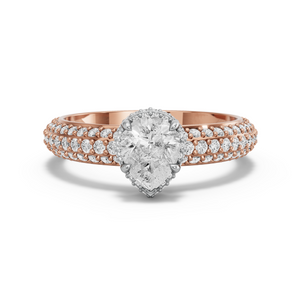Image for Pear Dual Halo Ring with Triple Row Pave band
