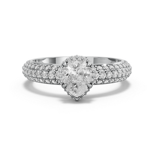 Image for Pear Dual Halo Ring with Triple Row Pave band