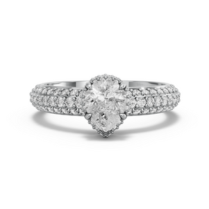 Image for Pear Dual Halo Ring with Triple Row Pave band in 950 Platinum
