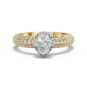 Image for Pear Dual Halo Ring with Triple Row Pave band