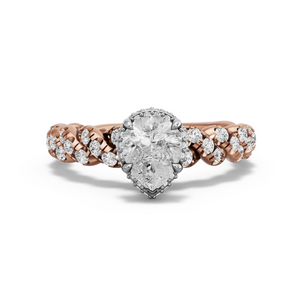 Image for Pear Dual Halo Ring with Twist Pave band in 14K Two Tone Rose Gold