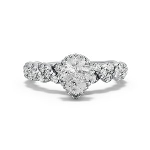 Image for Pear Dual Halo Ring with Twist Pave band in 14K White Gold