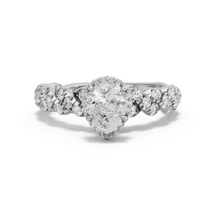 Image for Pear Dual Halo Ring with Twist Pave band