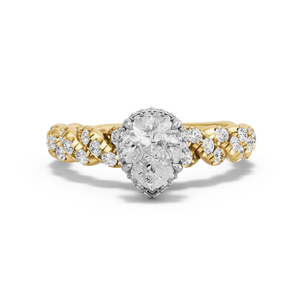 Image for Pear Dual Halo Ring with Twist Pave band in 18K Two Tone Yellow Gold
