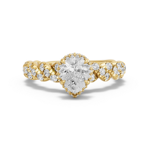 Image for Pear Dual Halo Ring with Twist Pave band in 18K Yellow Gold