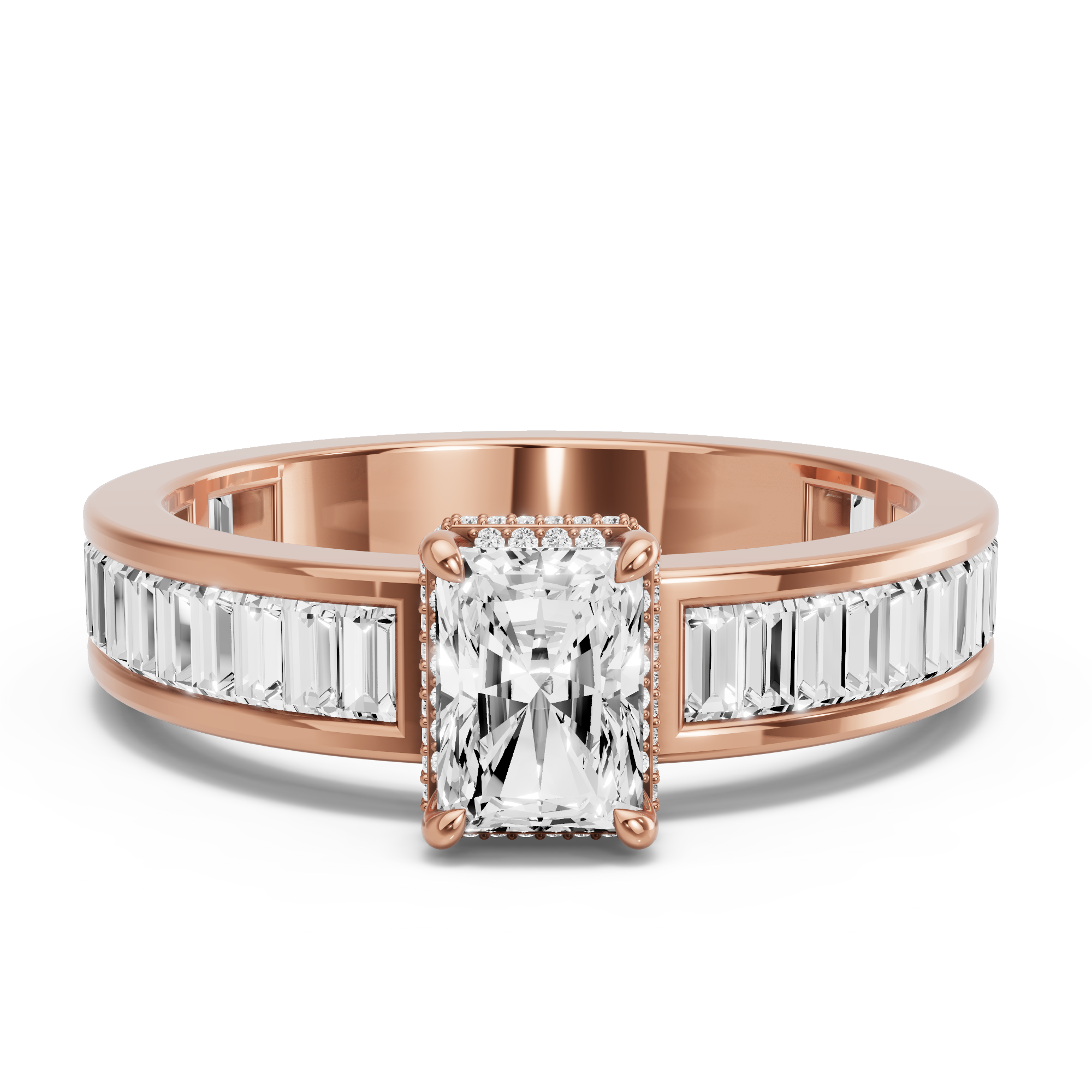 Image for Radiant Dual Halo Ring with Baguette Channel band