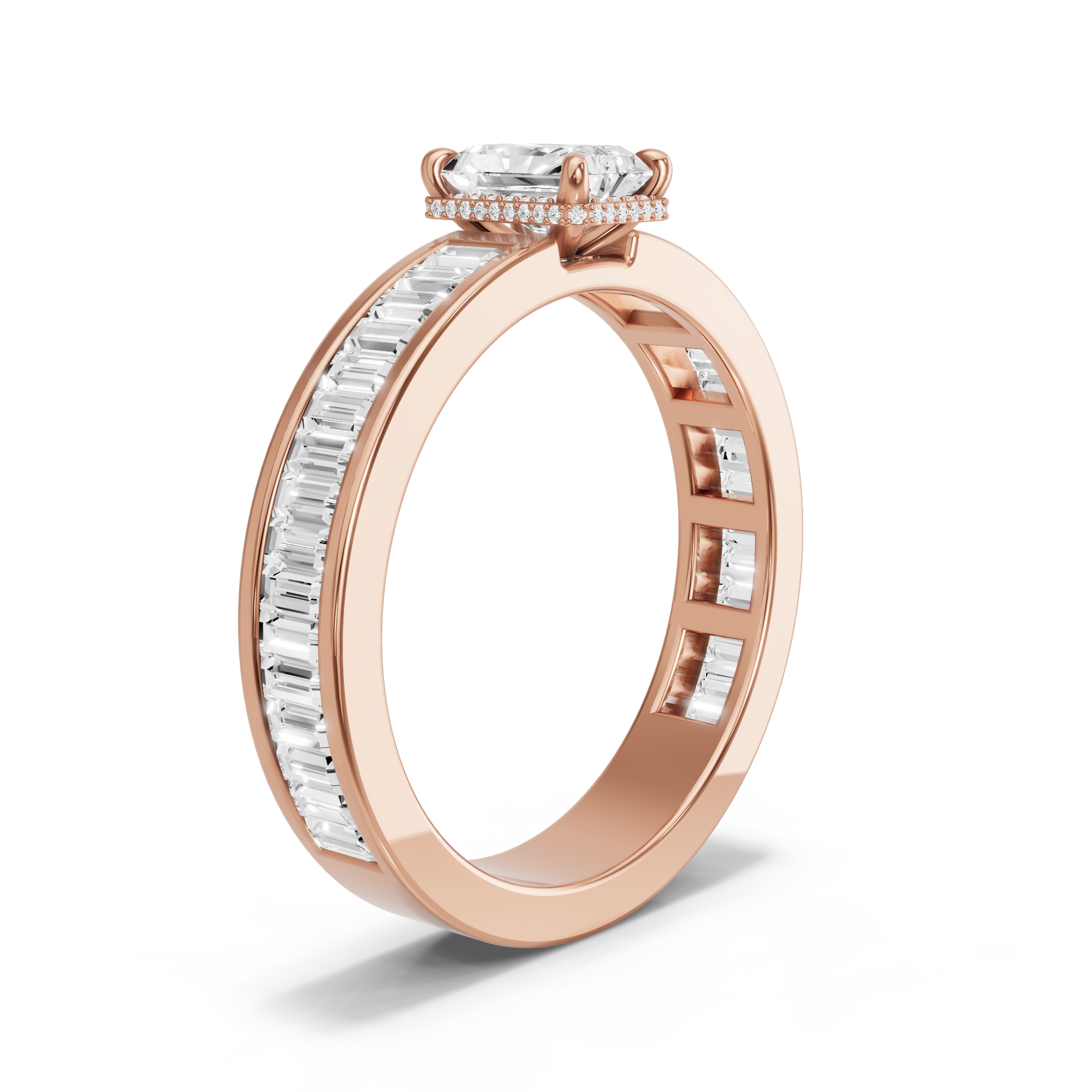 Image for Radiant Dual Halo Ring with Baguette Channel band