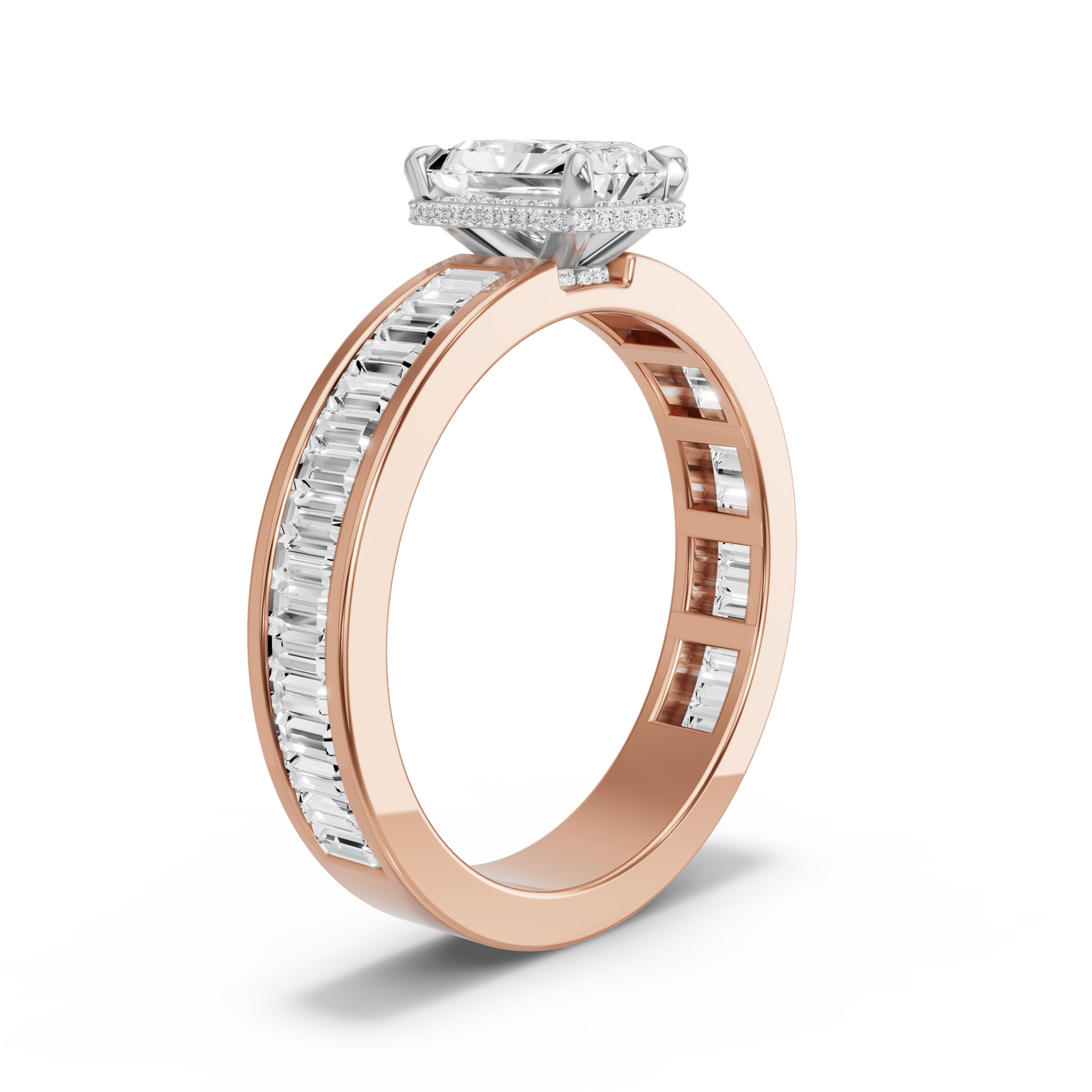 Image for Radiant Dual Halo Ring with Baguette Channel band