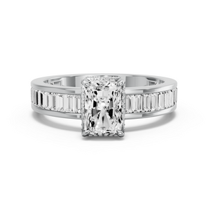 Image for Radiant Dual Halo Ring with Baguette Channel band in 950 Platinum