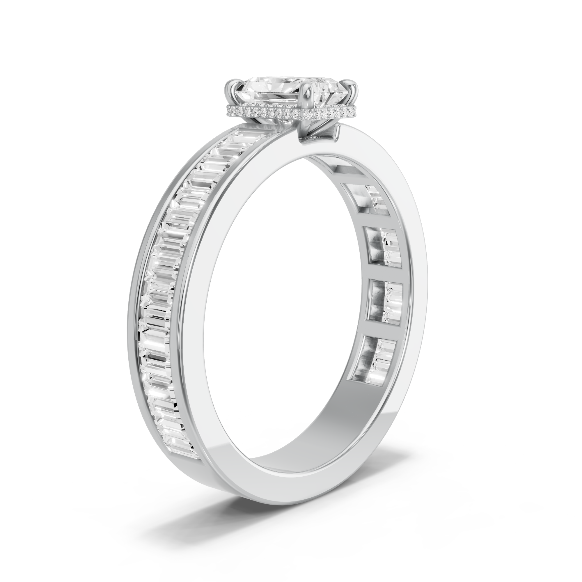 Image for Radiant Dual Halo Ring with Baguette Channel band
