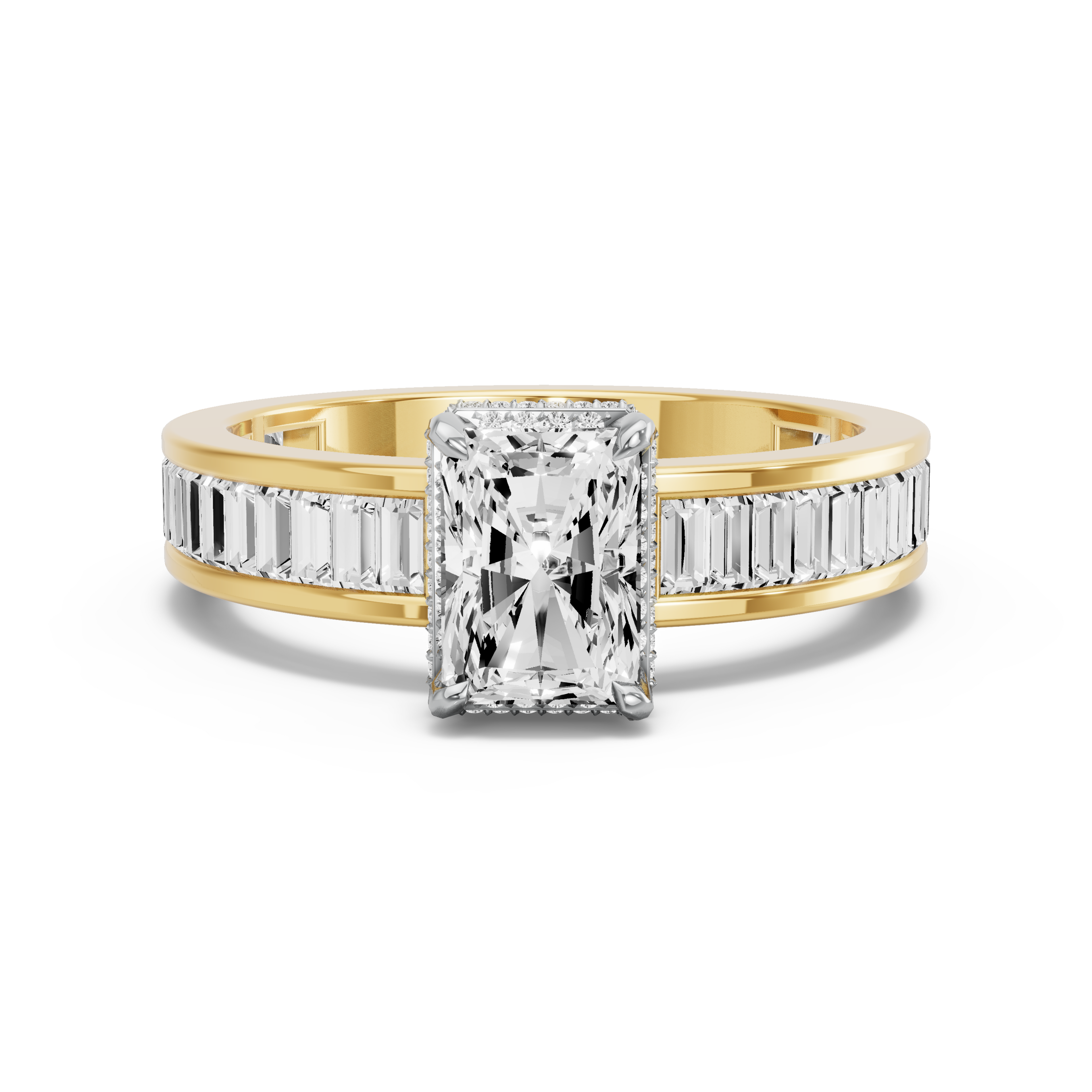 Image for Radiant Dual Halo Ring with Baguette Channel band