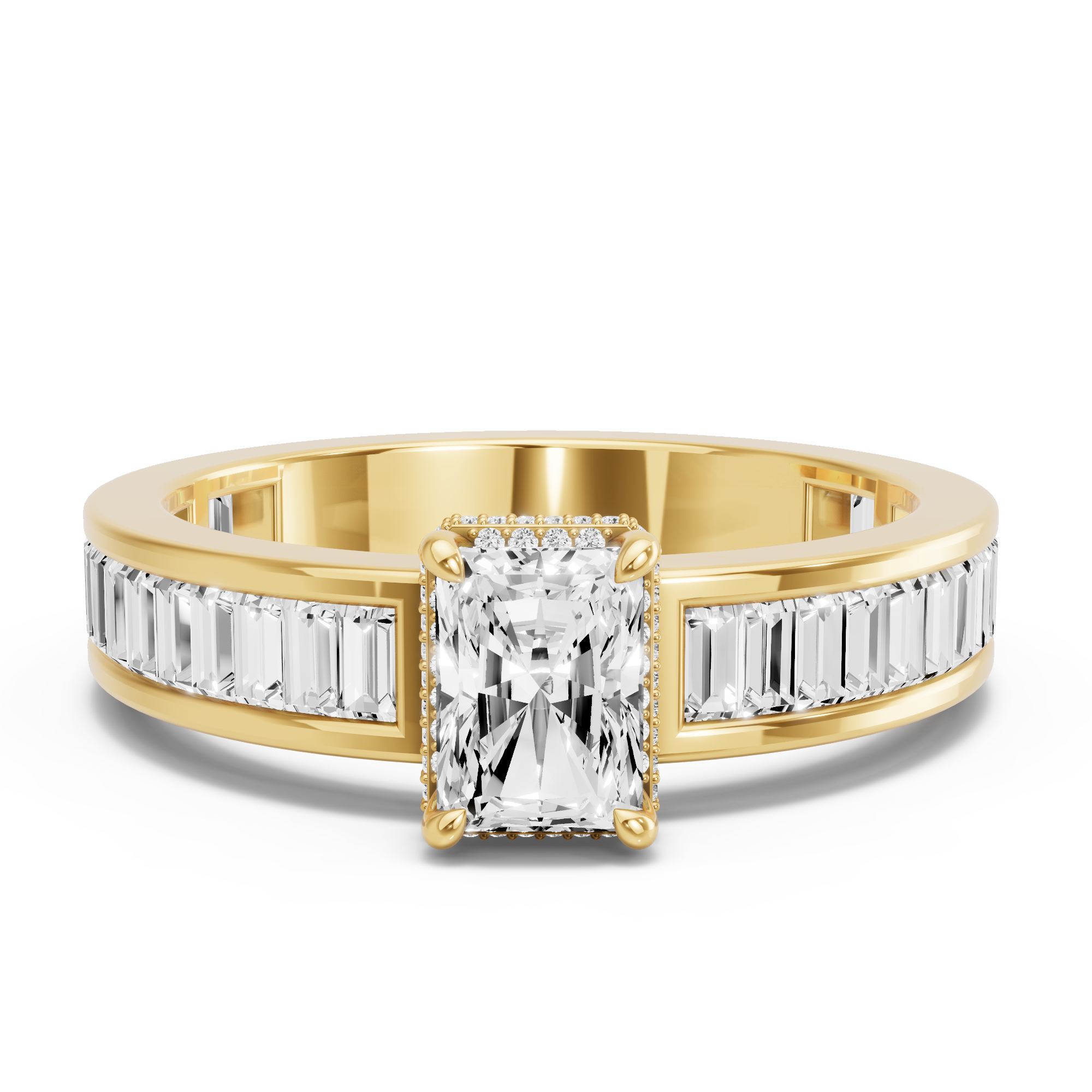 Image for Radiant Dual Halo Ring with Baguette Channel band