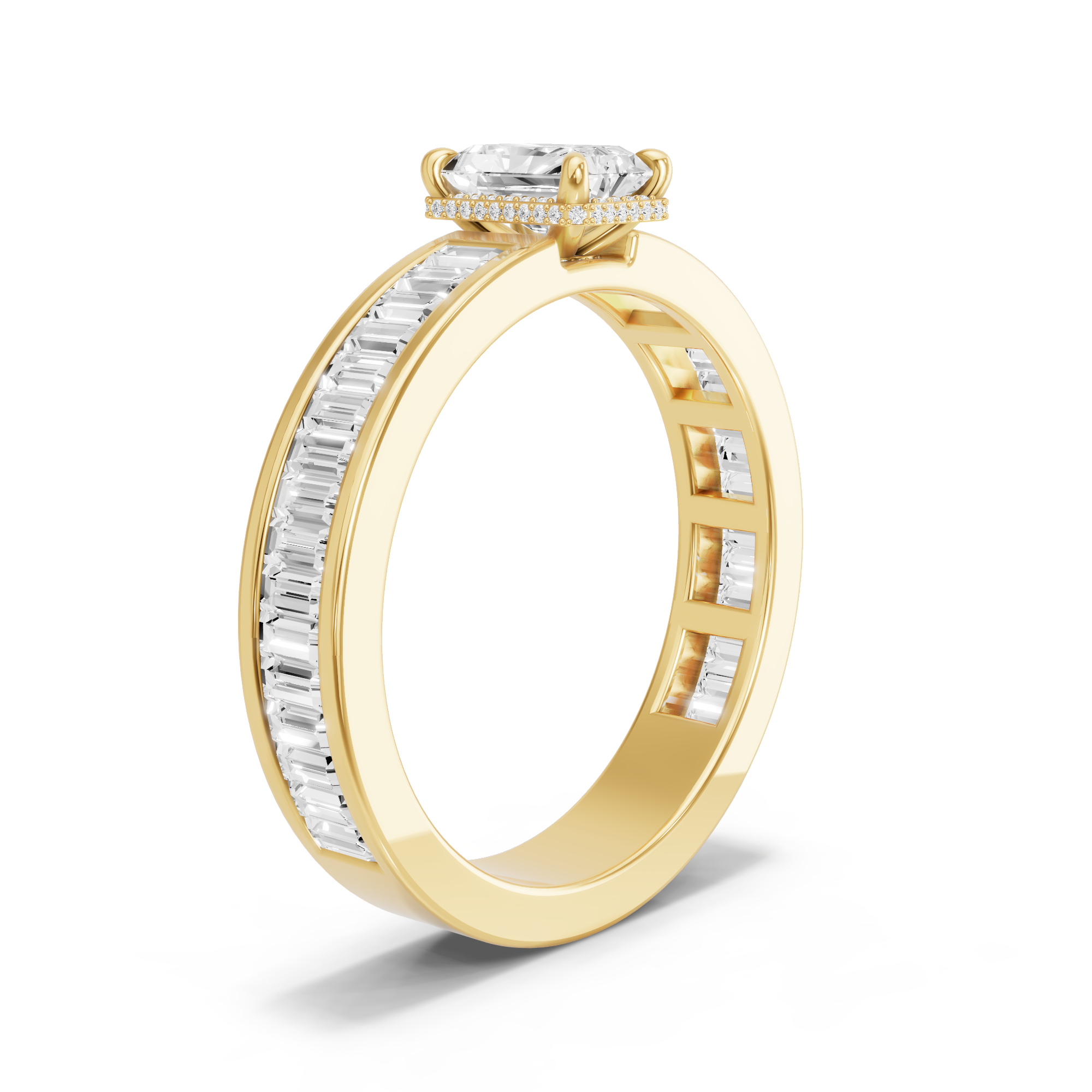 Image for Radiant Dual Halo Ring with Baguette Channel band