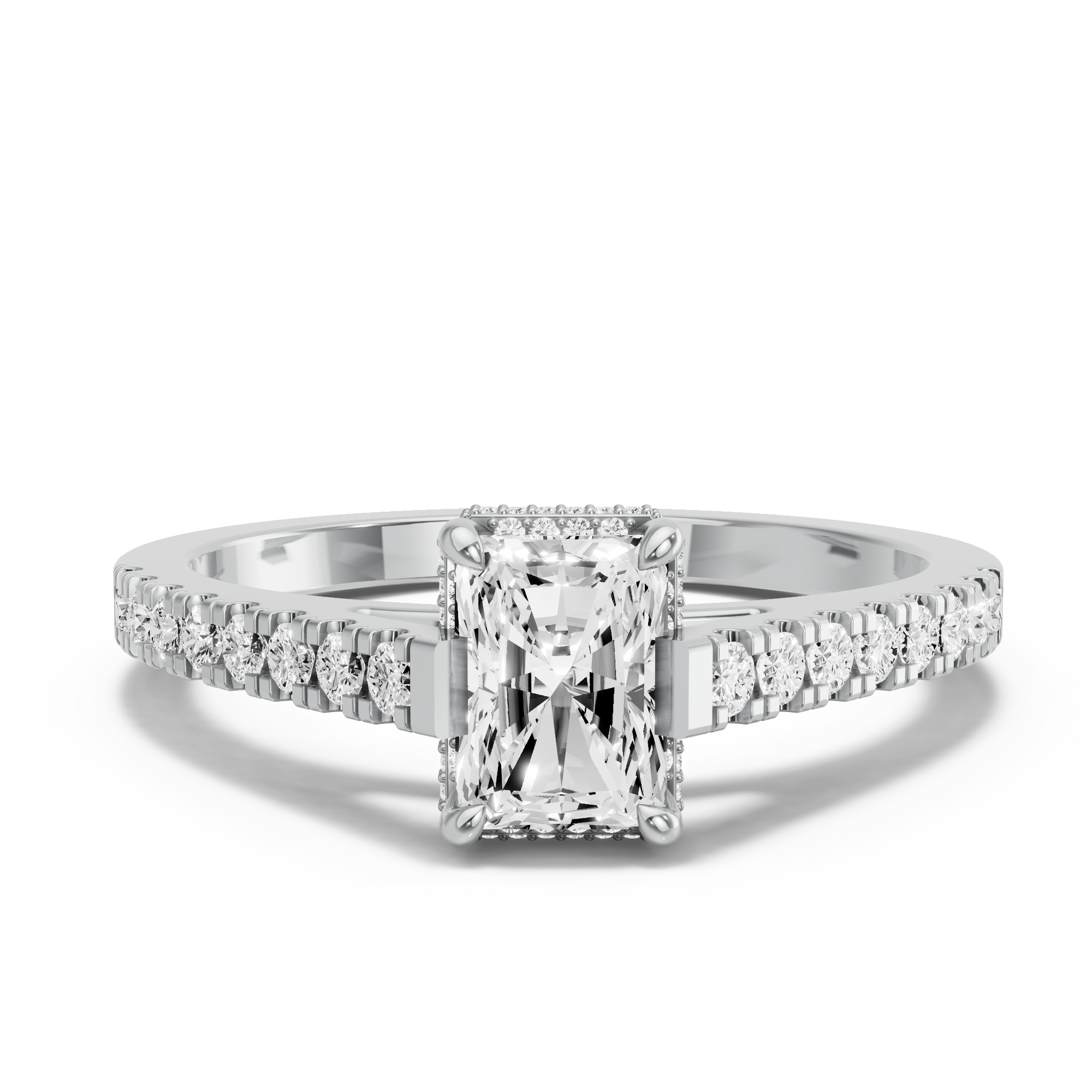 Image for Radiant Dual Halo Ring with Cathedral Pave band