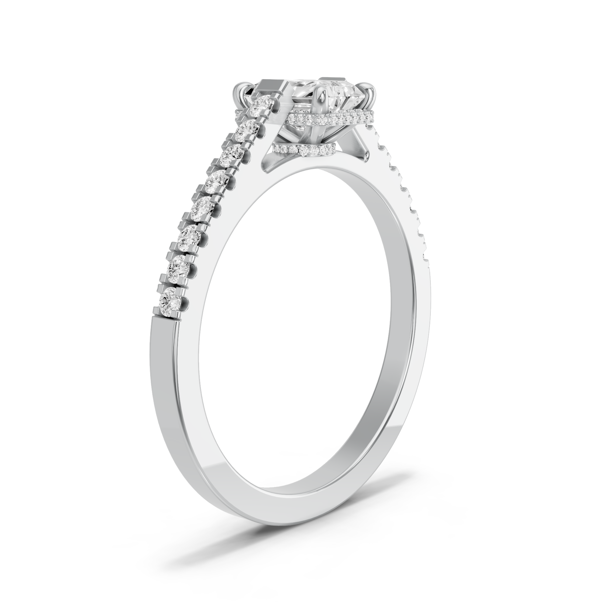 Image for Radiant Dual Halo Ring with Cathedral Pave band