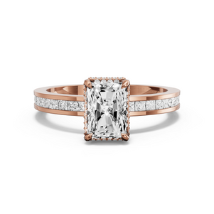Image for Radiant Dual Halo Ring with Channel band in 18K Rose Gold