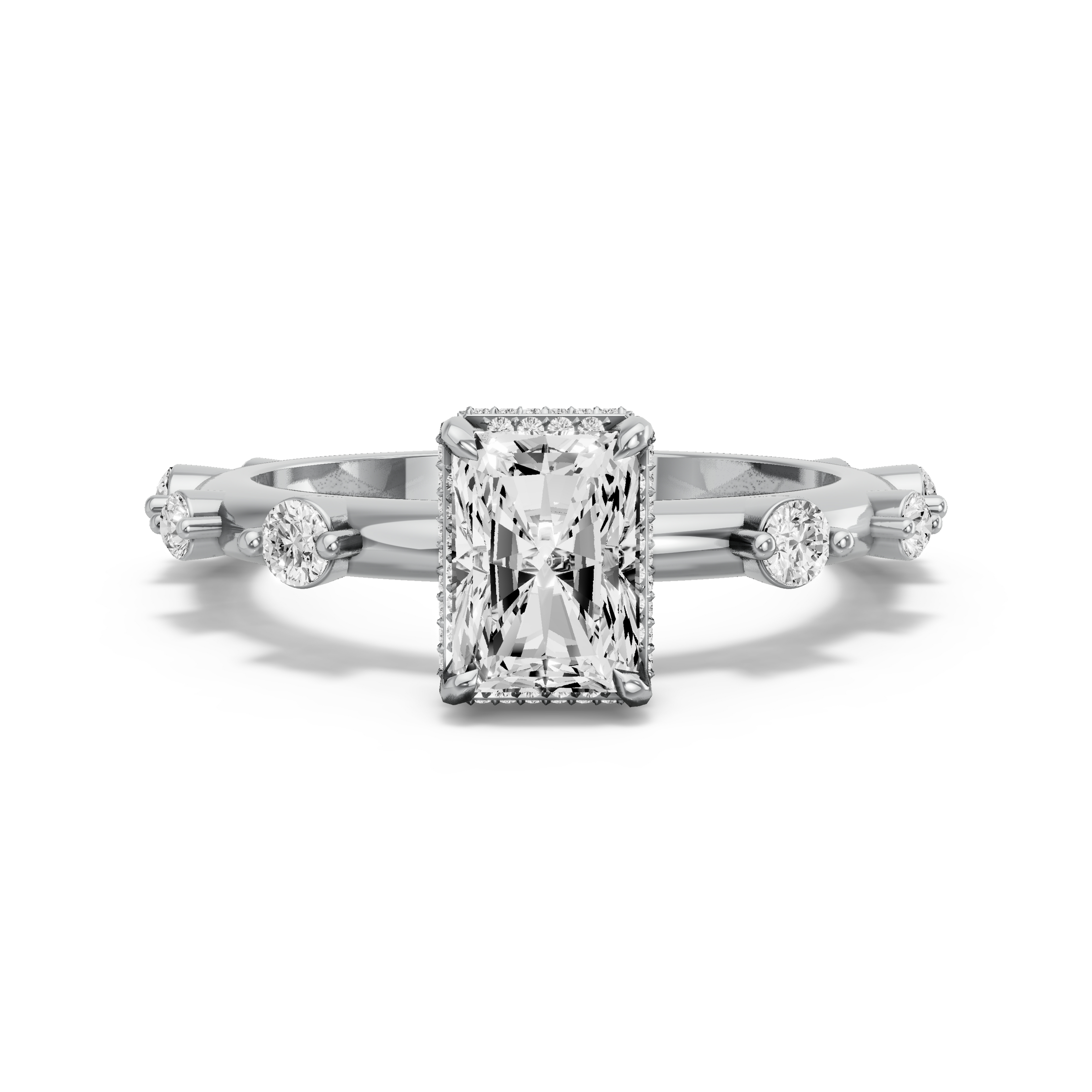 Image for Radiant Dual Halo Ring with Floating Station band in 950 Platinum