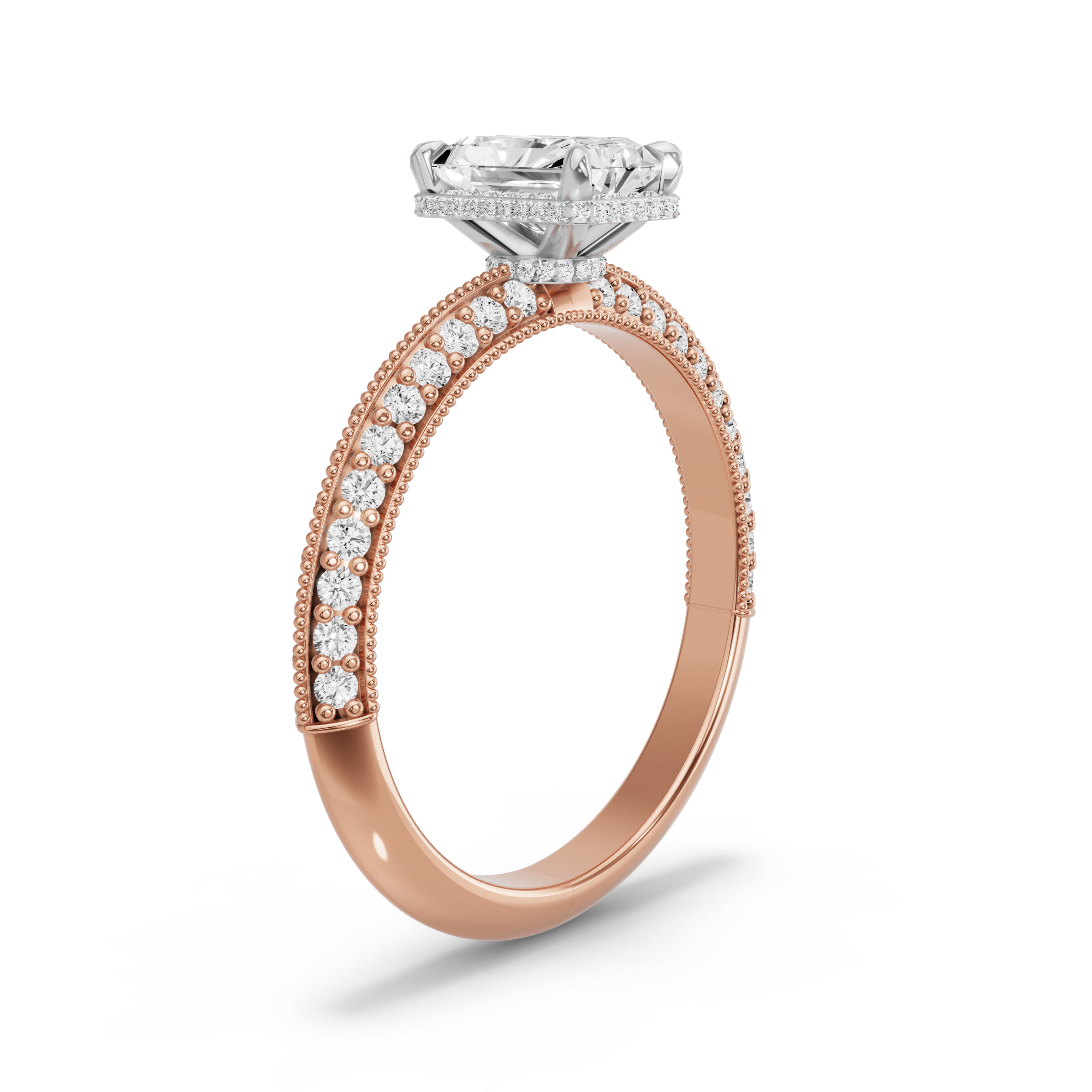 Image for Radiant Dual Halo Ring with Knife Edge Pave band
