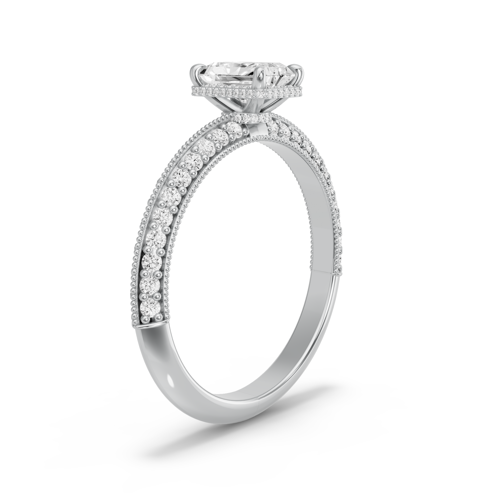 Image for Radiant Dual Halo Ring with Knife Edge Pave band
