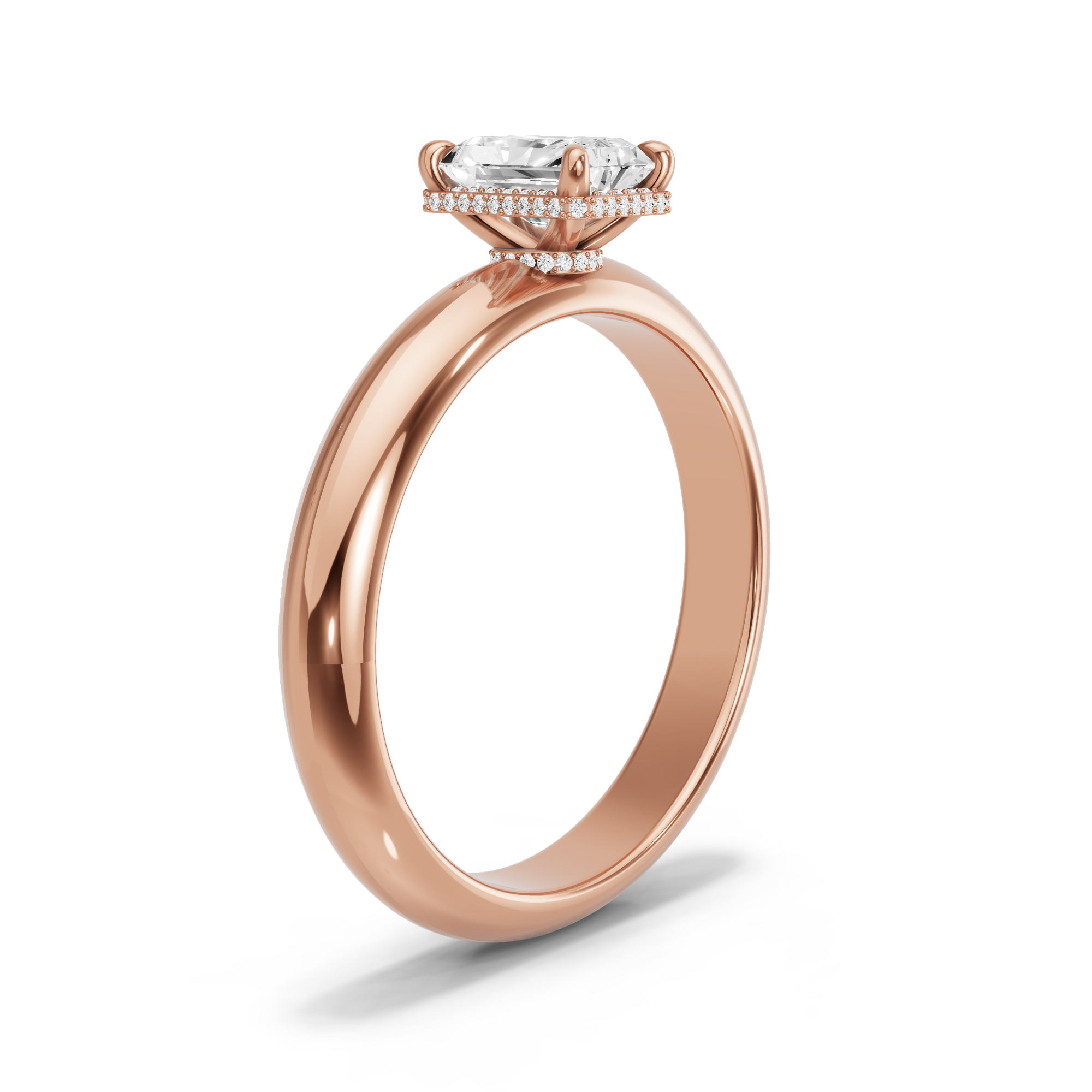 Image for Radiant Dual Halo Ring with Knife Edge Solitaire band