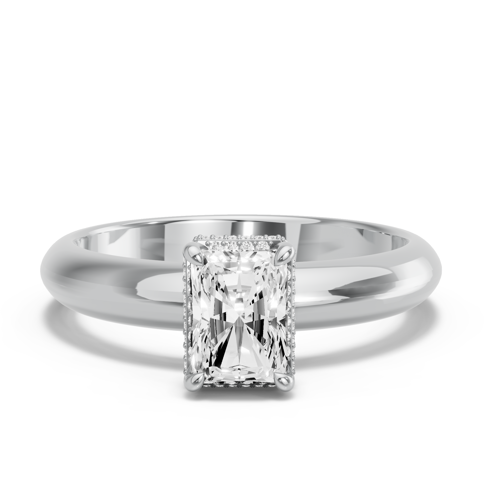 Image for Radiant Dual Halo Ring with Knife Edge Solitaire band