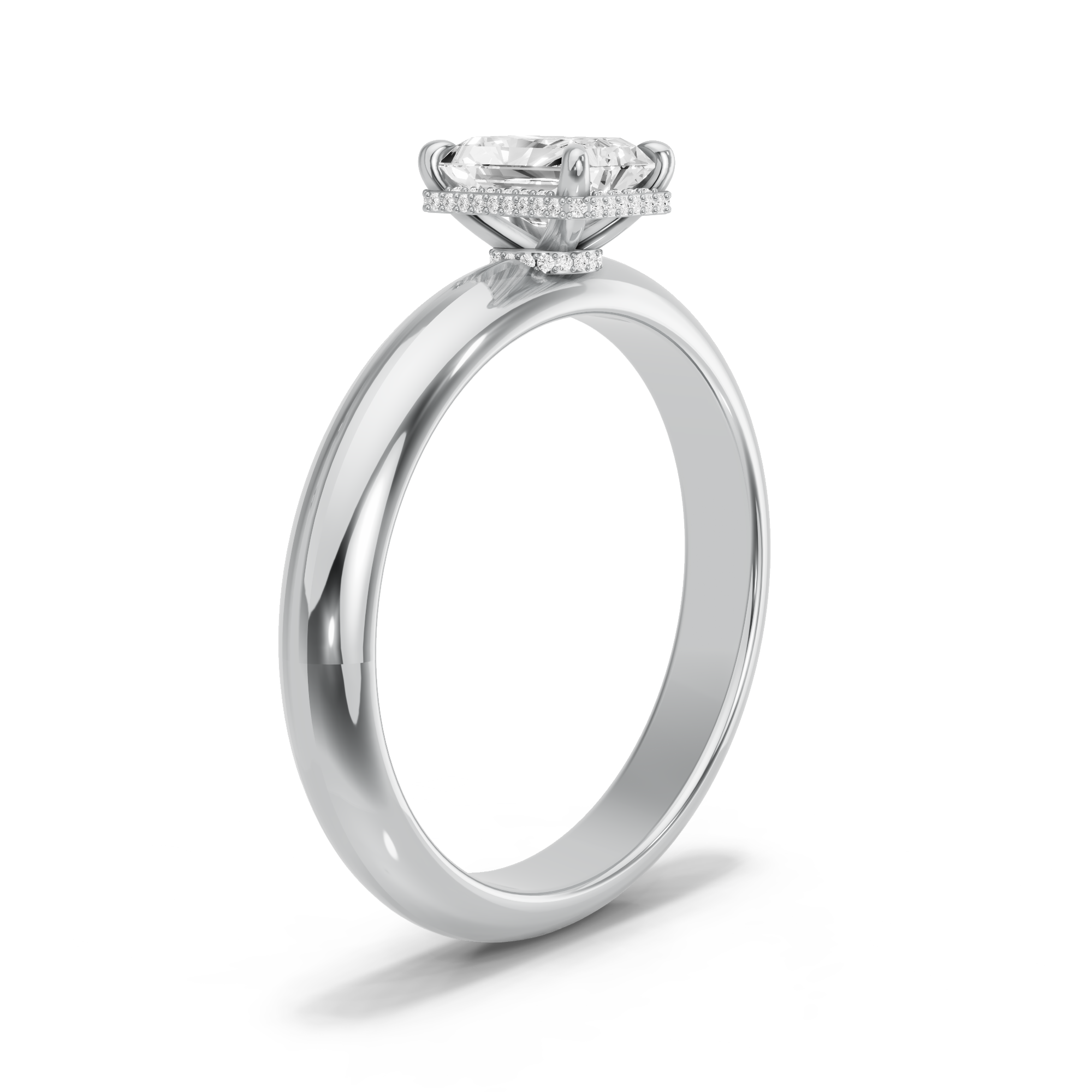 Image for Radiant Dual Halo Ring with Knife Edge Solitaire band