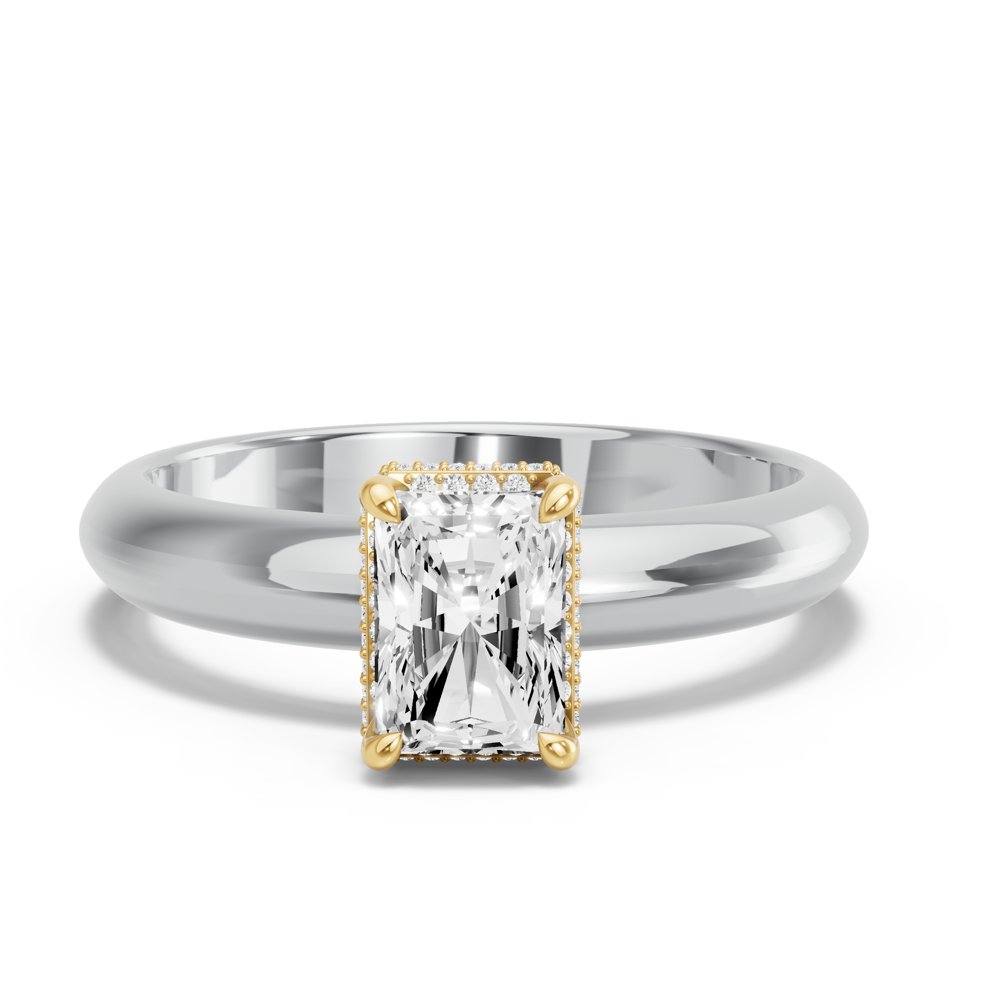 Image for Radiant Dual Halo Ring with Knife Edge Solitaire band