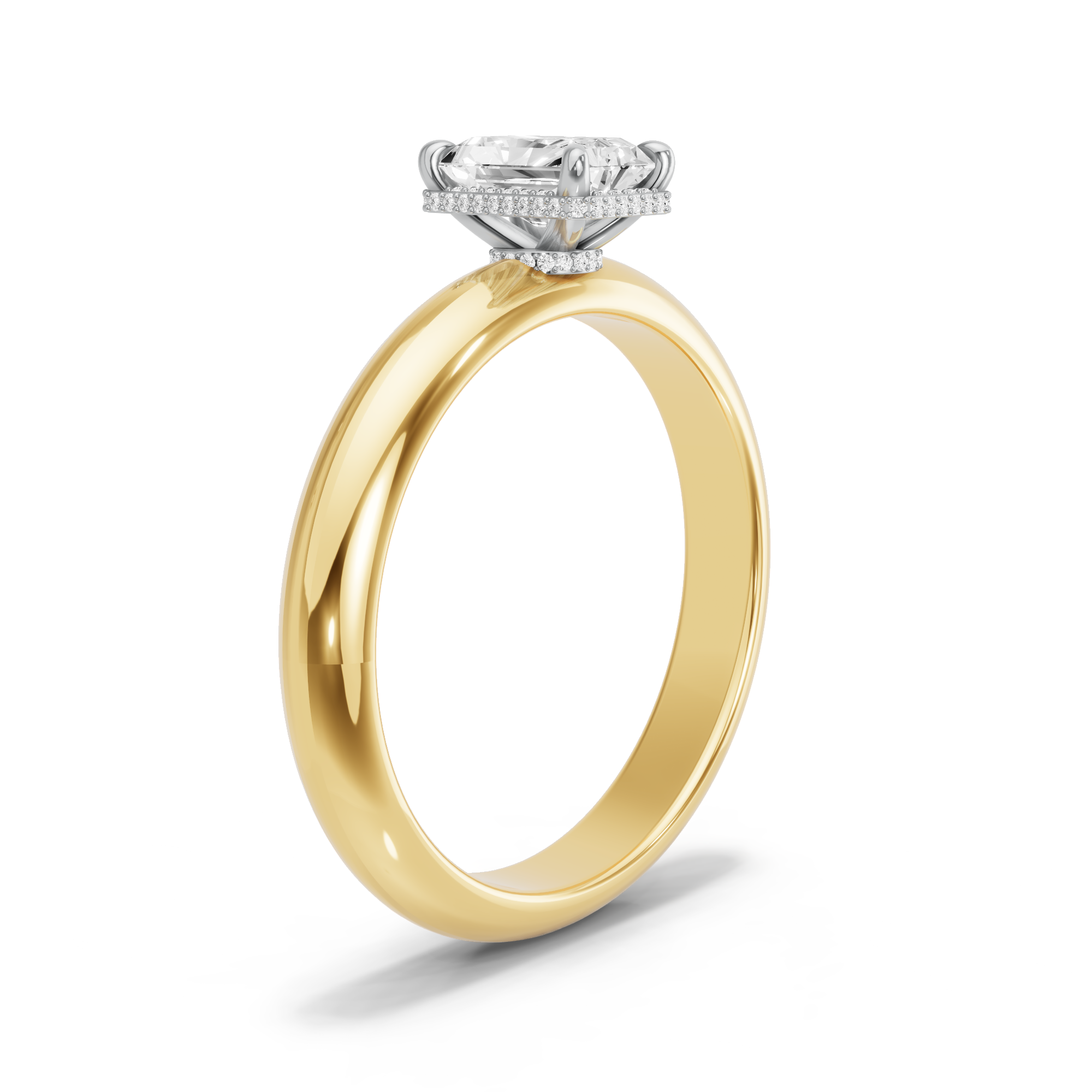 Image for Radiant Dual Halo Ring with Knife Edge Solitaire band