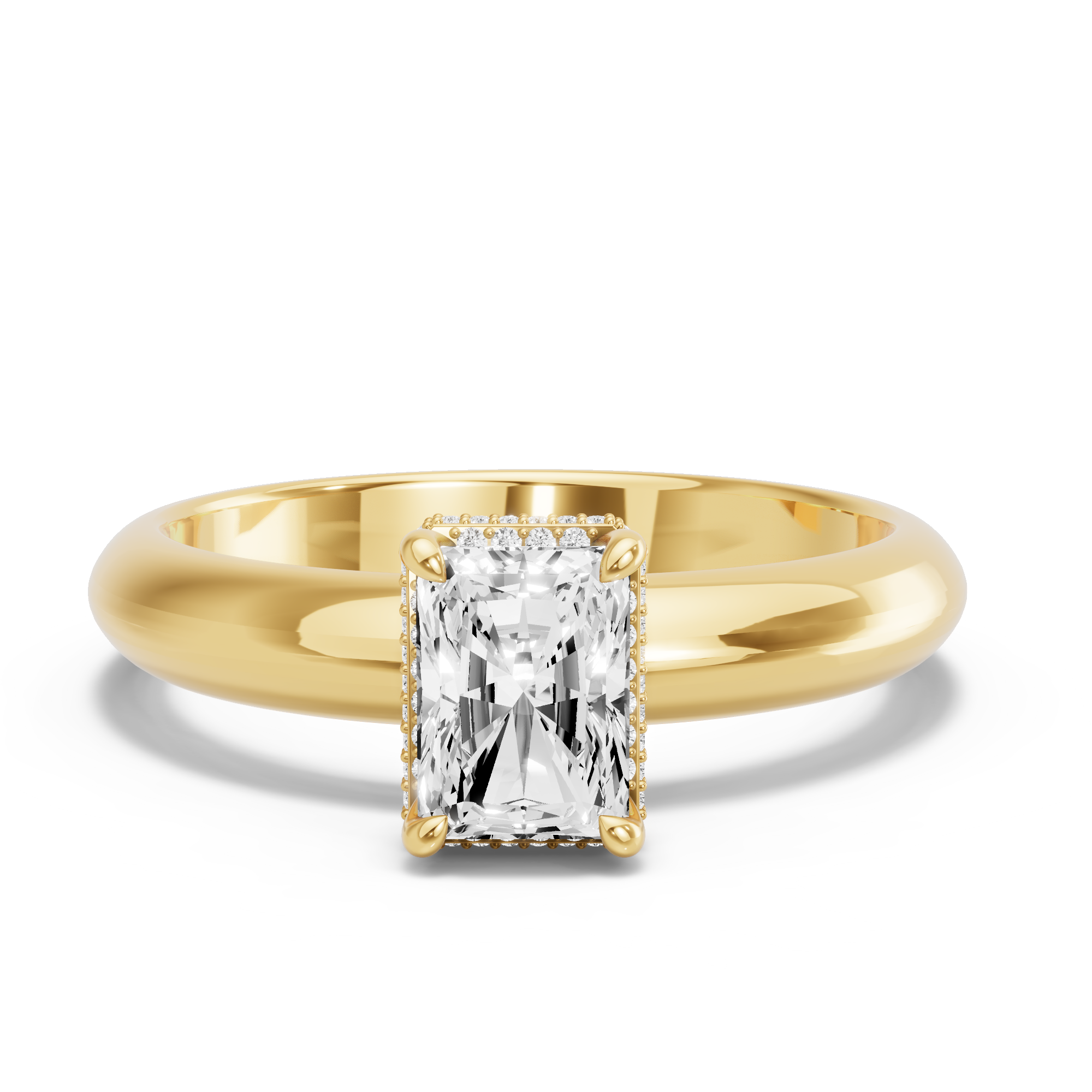 Image for Radiant Dual Halo Ring with Knife Edge Solitaire band