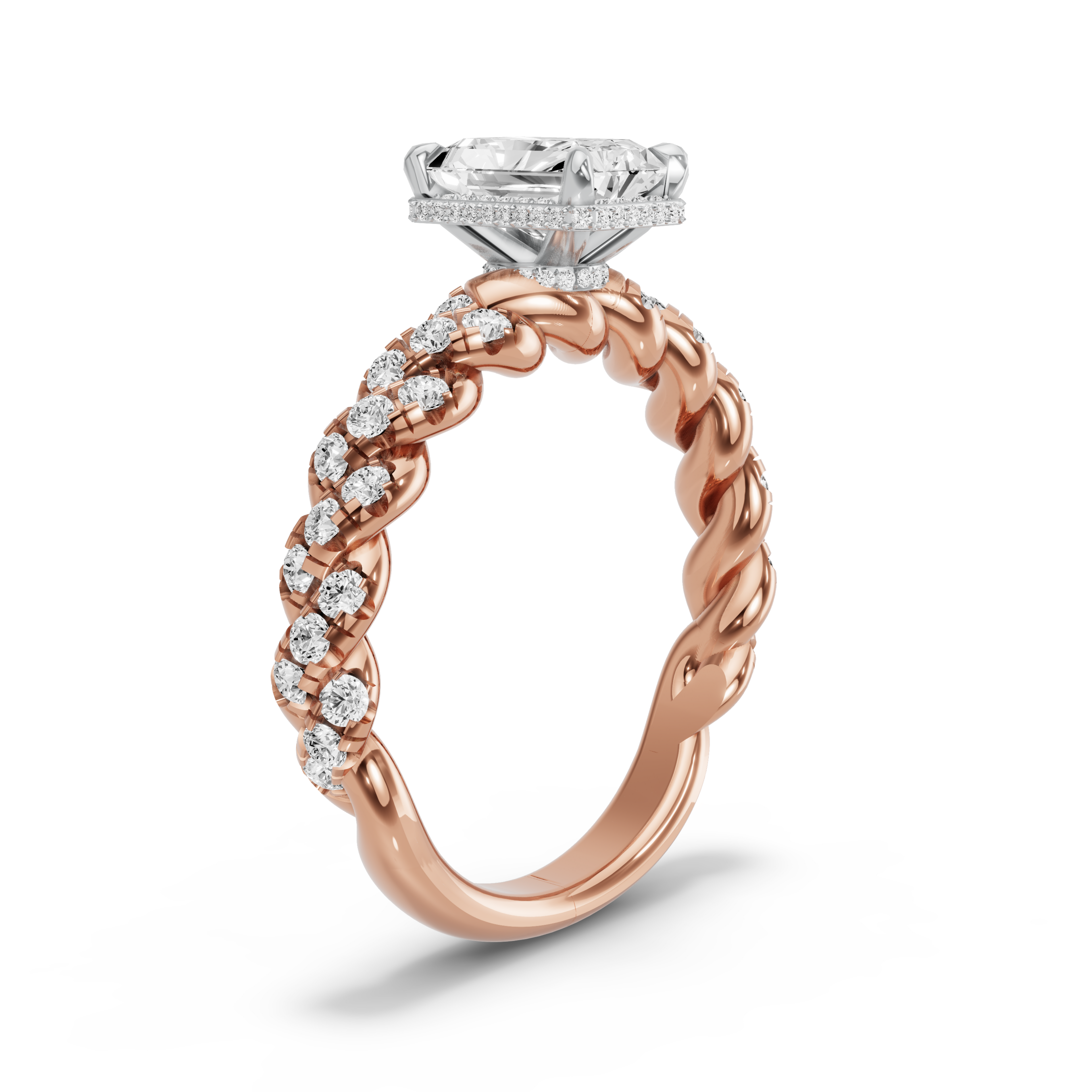 Image for Radiant Dual Halo Ring with Twist Pave band