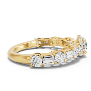 Image for Round Dual Halo Ring with Alternating Baguette band