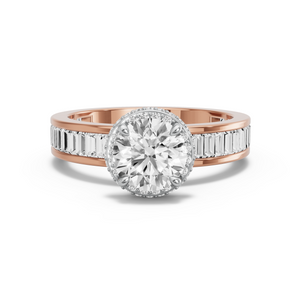 Image for Round Dual Halo Ring with Baguette Channel band