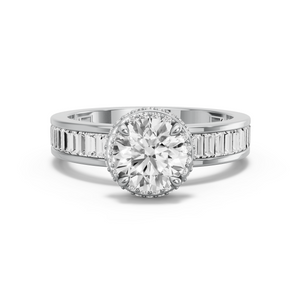 Image for Round Dual Halo Ring with Baguette Channel band