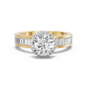 Image for Round Dual Halo Ring with Baguette Channel band