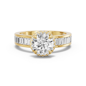 Image for Round Dual Halo Ring with Baguette Channel band