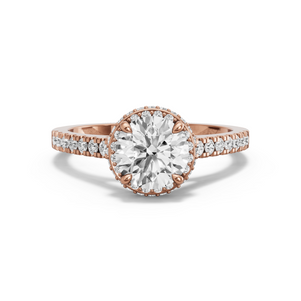 Image for Round Dual Halo Ring with Cathedral Pave band