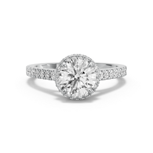 Image for Round Dual Halo Ring with Cathedral Pave band