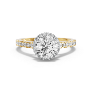 Image for Round Dual Halo Ring with Cathedral Pave band