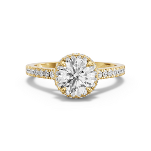 Image for Round Dual Halo Ring with Cathedral Pave band