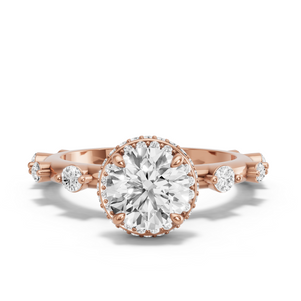 Image for Round Dual Halo Ring with Floating Station band