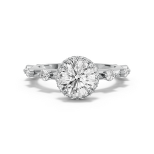 Image for Round Dual Halo Ring with Floating Station band