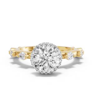 Image for Round Dual Halo Ring with Floating Station band